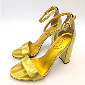 Sam Edelman Yaro Ankle Strap Heel Sandal Women's Open Toe Gold Size US6.5